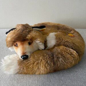 Vintage Steiff " Fuzzy" Fox Curled Up Art.nr. 1542/35 14"
